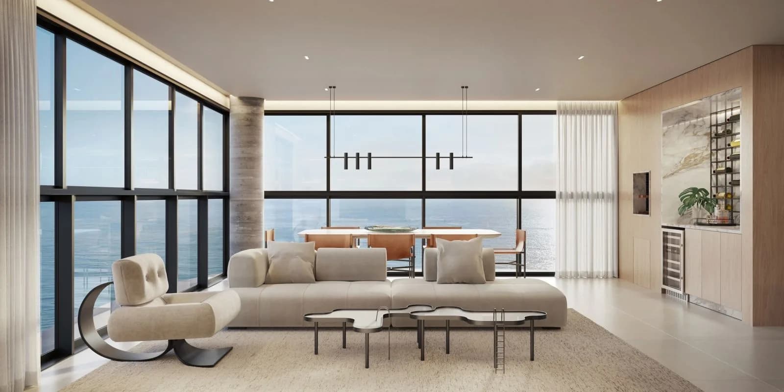 Living com vista para o mar